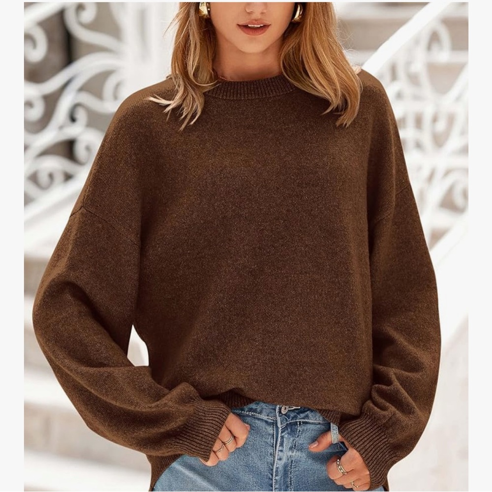 Elegant Brown Crew Neck Sweater for Women